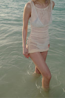 Beige Lisa Dress cover-up by Suncillo featuring lightweight fabric and relaxed fit, perfect for beach or poolside wear.