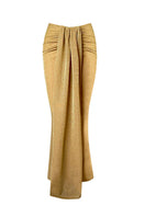Gold Little Mermaid maxi skirt by Gigii's, midi length with flowing fabric and mermaid-inspired design, perfect for elegant summer wear.