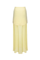 Matters Lola Maxi Skirt in butter yellow with chiffon fabric, flowing design, and high waist for a stylish summer look.