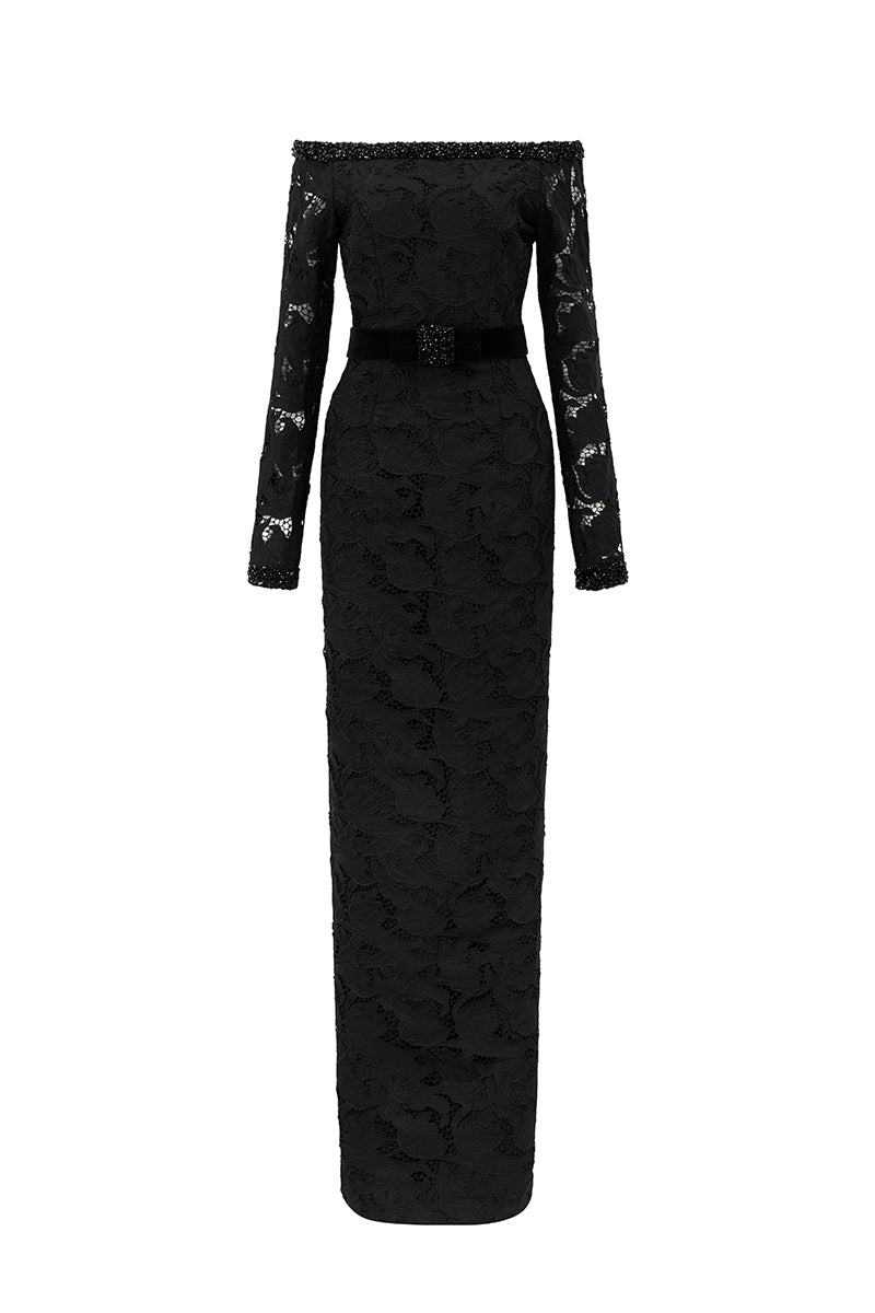 فستان ماكسي من ميلودي مصنوع من الدانتيل والتفتا