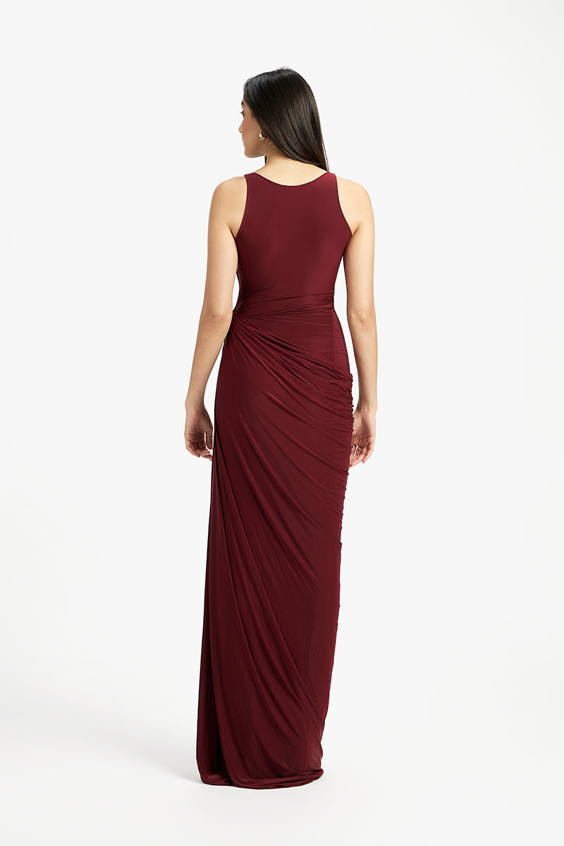 DEMY MAXI DRESS, RUTABAGA EL MOROCCO ENGINEERED KNIT MAXI DRESS