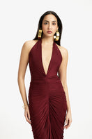 Deme by Gabriella Susan V-neck maxi dress in flowing fabric with a fitted waist and elegant V-neckline, perfect for summer occasions.