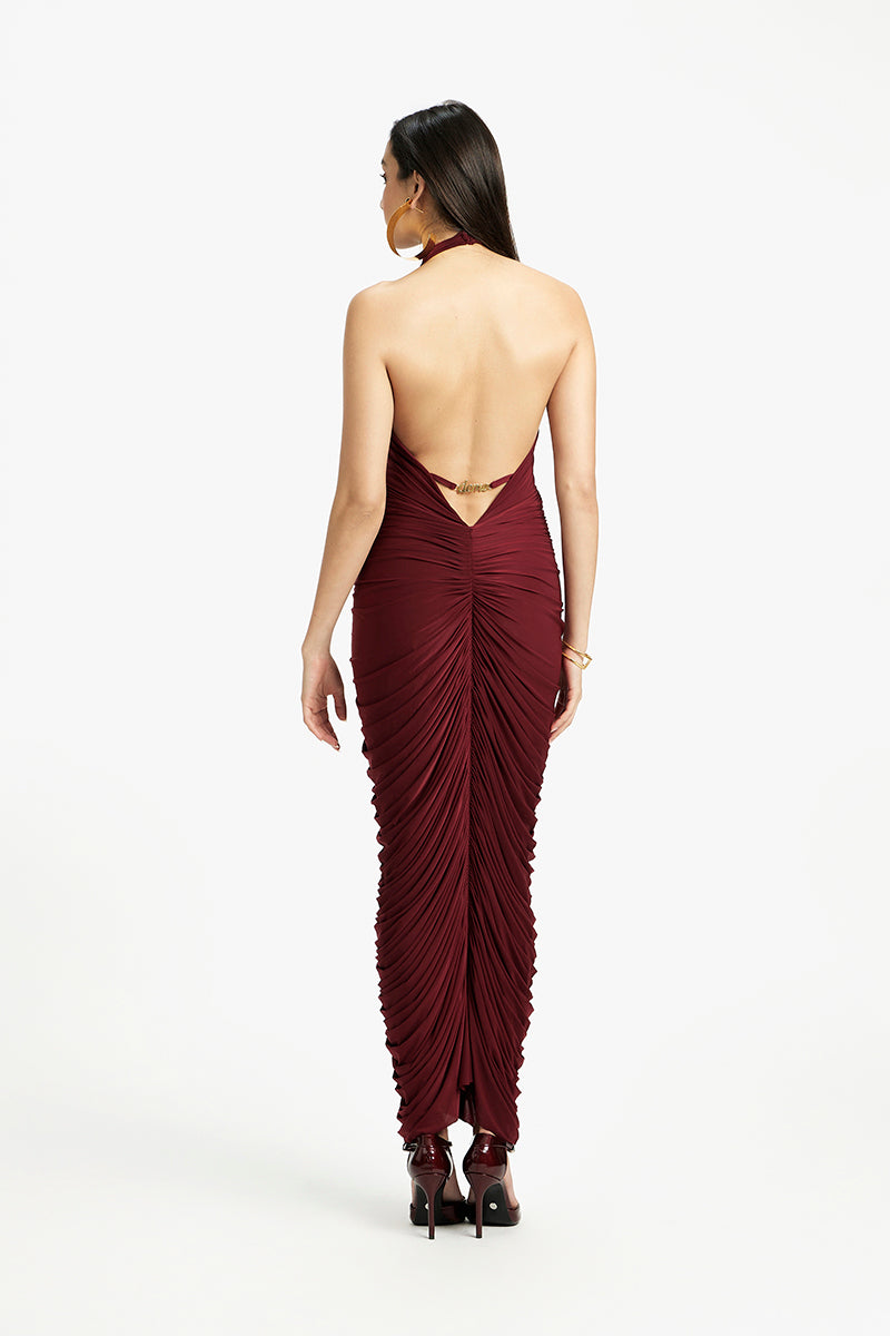 Deme By Gabriella Susan V-neck maxi dress featuring flowing fabric and elegant design, perfect for formal or casual occasions.