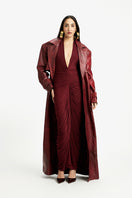 Deme by Gabriella Susan V-neck maxi dress in flowing fabric, featuring a stylish V-neckline and full-length design.