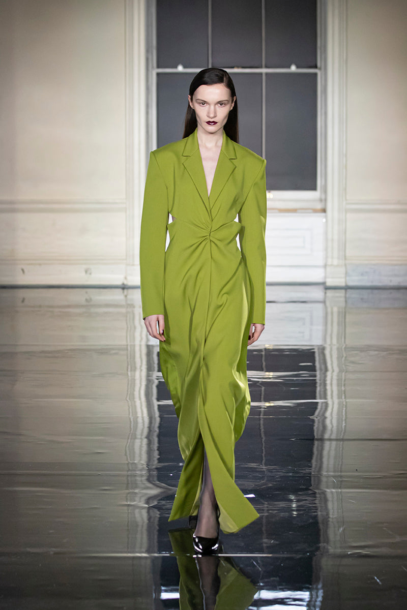 CASPER BONDED TWILL DRESS COAT IN PALM GREEN