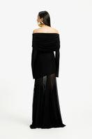 Deme by Gabriella Hailey off-shoulder maxi dress with flowing fabric and elegant design, perfect for summer outings.