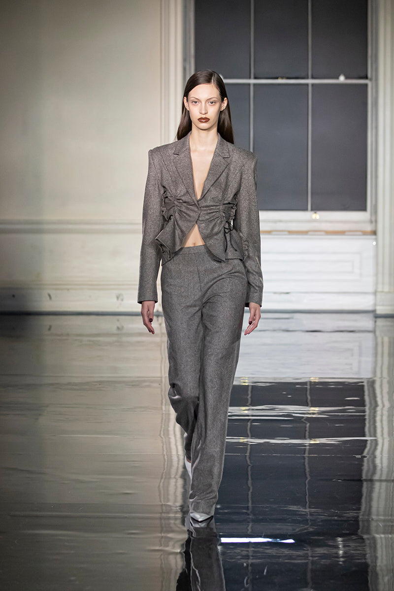 ZAMALIA FINE HERRINGBONE DARTED JACKET IN DARK CHOCOLATE