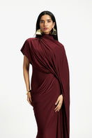 Deme By Gabriella Daphne draped maxi dress in flowing fabric, featuring a relaxed fit and elegant design, ideal for summer occasions.