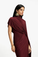 Deme By Gabriella Daphne draped maxi dress in flowy fabric, featuring elegant draping and a stylish silhouette for summer wear.