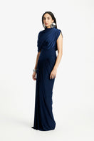 Deme By Gabriella Bloom draped maxi dress in flowing fabric with a relaxed fit, perfect for elegant summer occasions.