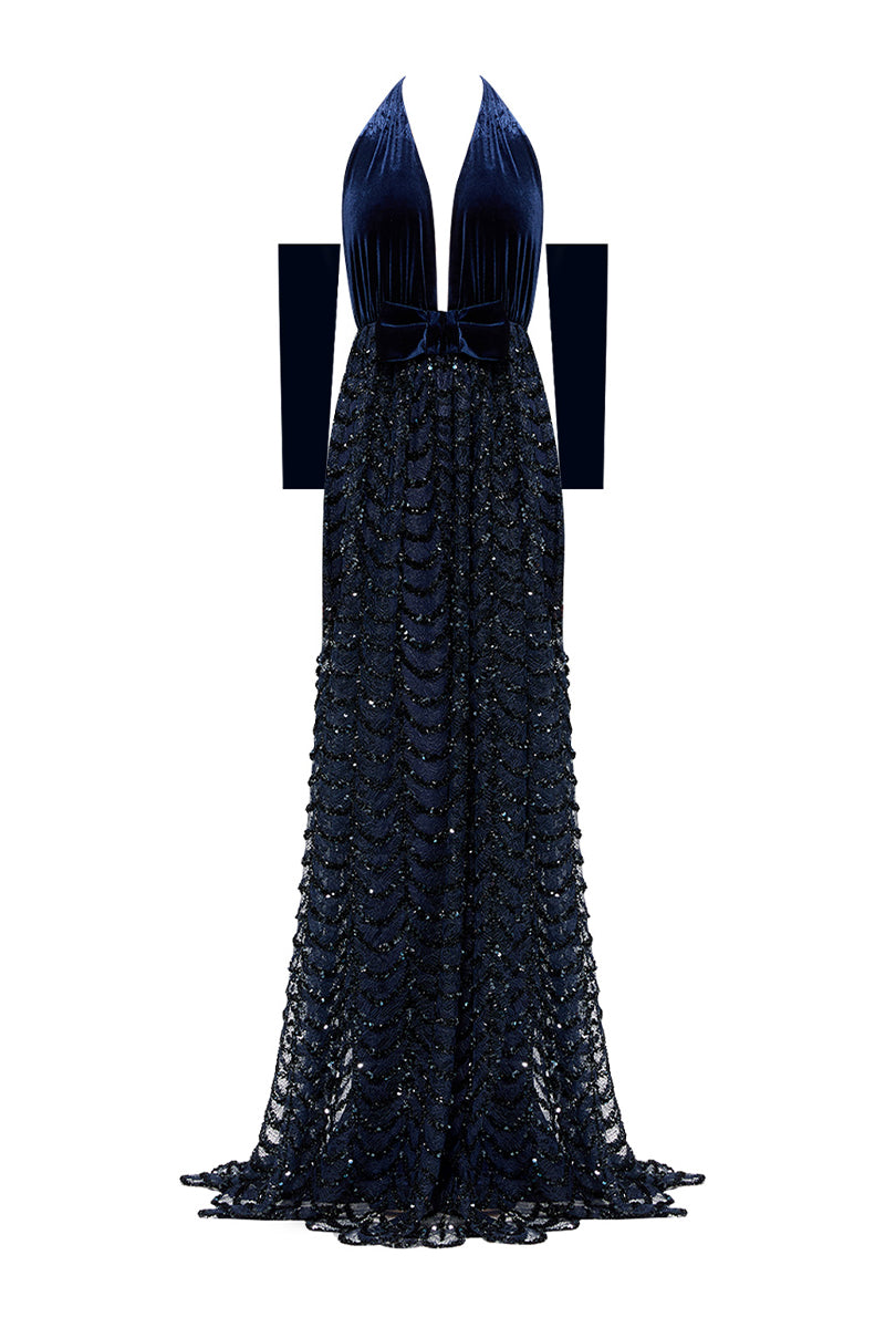 Nur Karaata Crownlight gown featuring elegant fabric and intricate design, perfect for formal occasions.