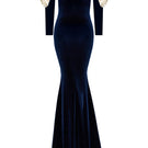 Nur Karaata Versailles Rose Navy gown featuring elegant rose and navy fabric, flowing design, and intricate detailing.