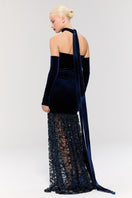 Nur Karaata Amethyst Dynasty gown featuring intricate design and flowing fabric, perfect for elegant occasions.