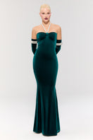 Elegant Nur Karaata Dynasty Necklace gown with intricate detailing and flowing fabric, perfect for formal occasions.