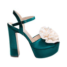 Nur Karaata Bloom Green Heels featuring a stylish design with vibrant green color and elegant heel height.