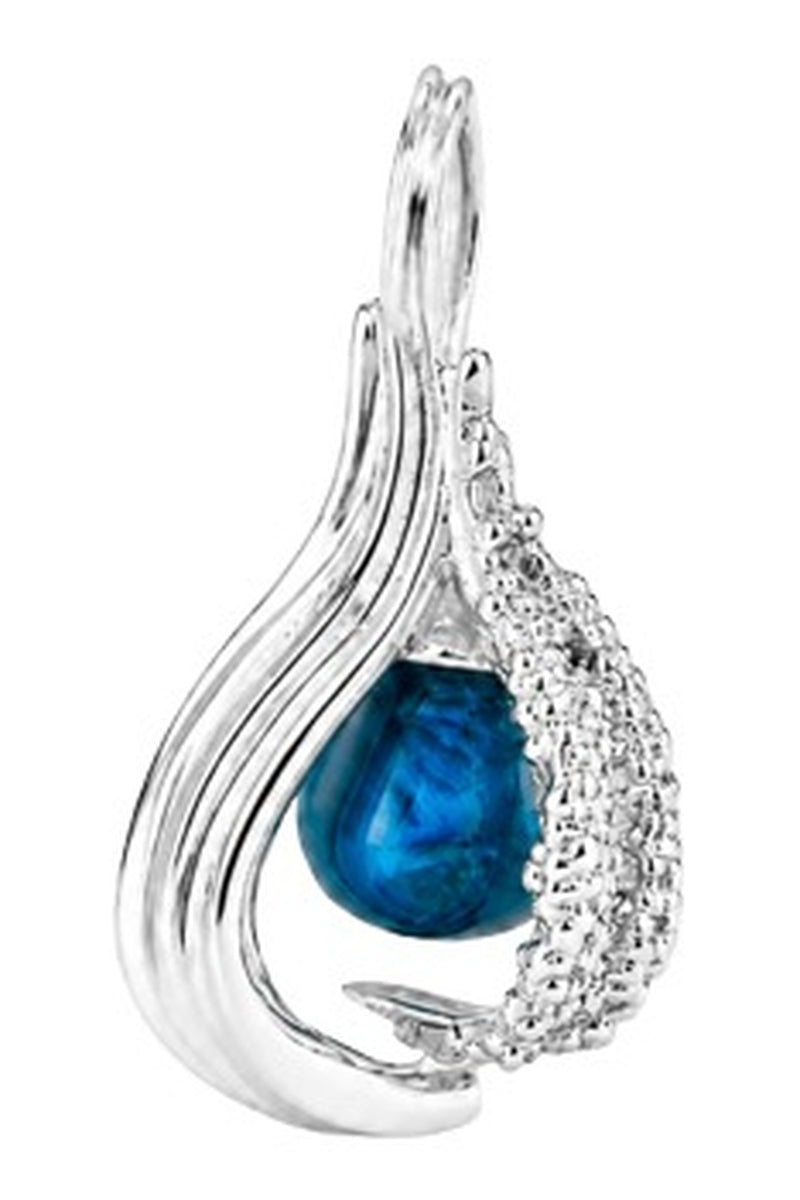 Blue rhodium loop pendant with house chain necklace by Jude Benhalim, showcasing a stylish and modern jewelry design.
