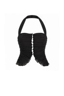 Black lotus leaf mini top by Stolen Stores, stylish sleeveless blouse with a unique leaf-inspired design.