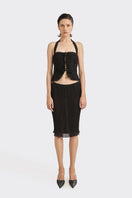 Black lotus leaf mini top by Stolen Stores, stylish sleeveless top with unique leaf-inspired design, perfect for casual wear.