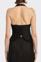 Black lotus leaf mini top by Stolen Stores, stylish sleeveless tops with a unique leaf-inspired design.