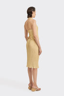Yellow mustard lotus leaf mini top from Stolen Stores featuring a stylish, sleeveless design with a unique leaf-inspired pattern.