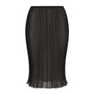 Black Lotus pleated knee-length midi skirt from Stolen Stores, shown with a flowing, pleated design on a neutral background.