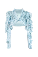 Blue Lotus leaf bolero jacket by Stolen Stores, lightweight with a floral-inspired design, perfect for casual or semi-formal wear.