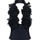 Black Lotus Leaf Mini Top by Stolen Stores, stylish short-sleeve blouse with lotus leaf design and relaxed fit.