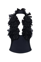 Black Lotus Leaf Mini Top by Stolen Stores, stylish short-sleeve blouse with lotus leaf design and relaxed fit.