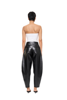 Black URA Lou pants shown from the back, featuring a tailored fit with subtle stitching details and a comfortable waistband.