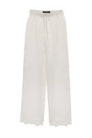 Ivory Kris Marán lounge pants with lace detail, featuring a relaxed fit and comfortable fabric for casual wear.