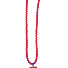 Red Love You Long Necklace by Pájara Pinta featuring a delicate chain with a heart-shaped pendant.