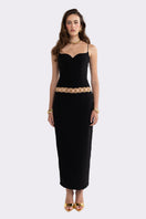 Black Luciana maxi dress by Nana Jacqueline featuring ring cutout details, stylish and elegant for sophisticated occasions.