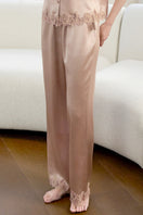 Manito Luella women's silk short-sleeve pajama set with soft fabric, featuring a relaxed fit and elegant design.