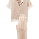 Manito Luella women's silk short-sleeve pajama set featuring a comfortable, elegant design in soft silk fabric.