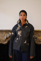 Nadya Shah LUMIN dark denim jacket, stylish casual outerwear with classic denim design and button-front closure.