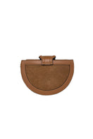 ISIDORA MALVA Luna clutch in toffee color, stylish leather handbag with a sleek design and shoulder strap, perfect for elegant occasions.