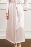 LUNA women's silk robe by MANITO, showcasing smooth, luxurious silk fabric with a relaxed fit and elegant design.