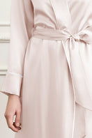 LUNA women's silk robe by MANITO, showing a luxurious soft silk fabric with a relaxed fit and elegant design.