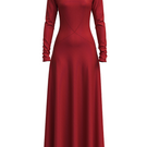 Red JULS maxi dress by Maccapani featuring a flowing silhouette and elegant design, displayed on a neutral background.