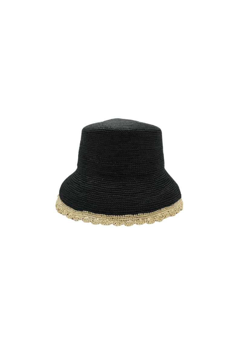 Modern Monarchie Luna Hat in Onyx, stylish wide-brim hat with a sleek black finish and elegant design.