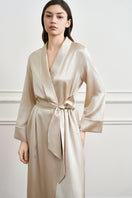 Luna women's silk robe by MANITO, featuring a luxurious silk fabric with a flowing design and elegant tie waist.