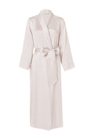 Manito Luna women's silk robe displayed with smooth, flowing fabric and elegant design in a soft, luxurious style.