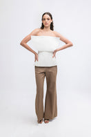 Cream-colored LUNE TOP in ivory from ANA + MARIA, featuring a stylish, fitted design perfect for casual or chic outfits.