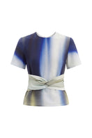 Maylé Vásquez Lunera Top with waves print, lightweight sleeveless blouse featuring a vibrant, ocean-inspired design.