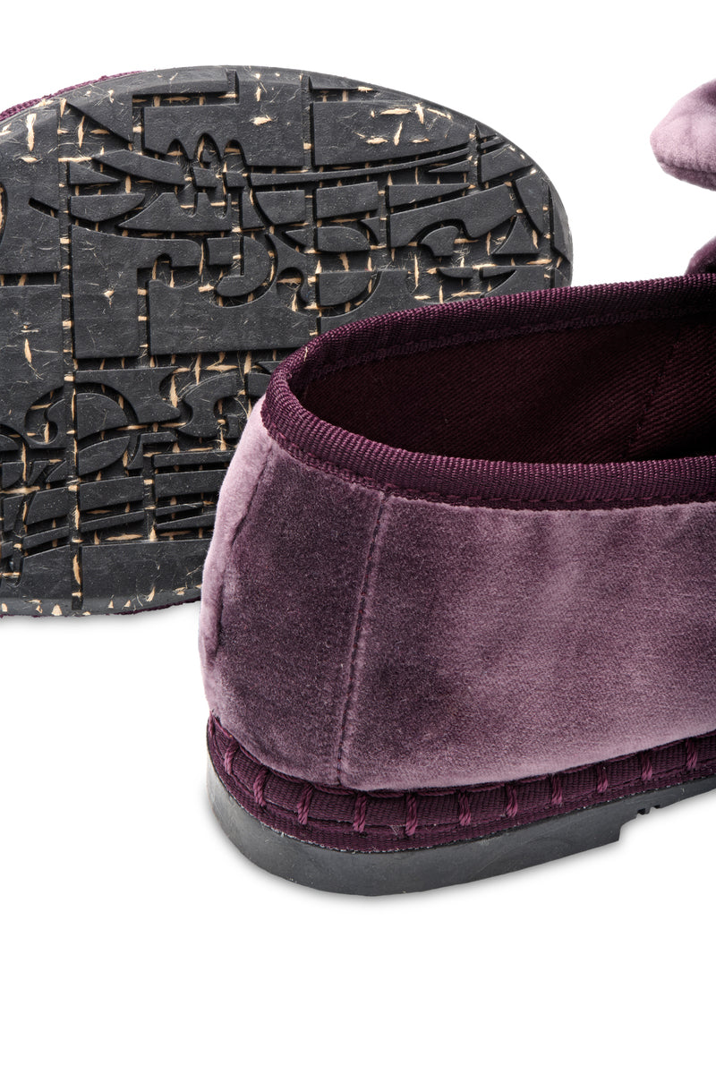 Flabelus Lyra Amethyst purple flats with matching purple piping, stylish and comfortable footwear for women.