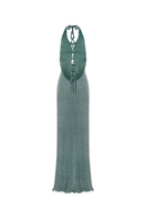 Suncillo Lyra maxi dress in sage green, flowing fabric with a relaxed fit and elegant design, perfect for casual or semi-formal wear.