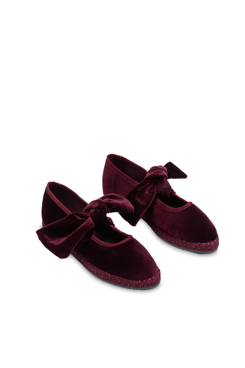 Flabelus Lyra flats with dark red piping, stylish beige fabric shoes featuring elegant design and comfortable flat sole.