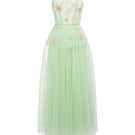 Mint tulle flower gown by 21Six featuring a delicate floral design and elegant silhouette.