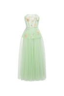 Mint tulle flower gown by 21Six featuring a delicate floral design and elegant silhouette.