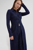 Navy maxi dress by Maccapani featuring a flowing silhouette and elegant design, perfect for sophisticated occasions.